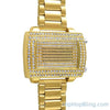 LED Digital Block Face Gold Bling Metal Watch