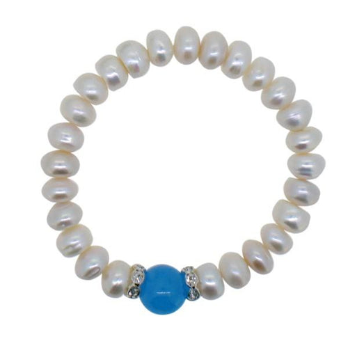 Freshwater Pearl Bracelet Blue Natural Stone
