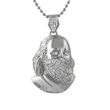 Ben Franklin Rhodium Bling Bling Mask Pendant