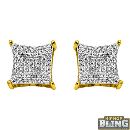.10ct Diamond Box Micro Pave Earrings Gold Vermeil