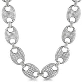 Rhodium Marine Link 24MM Wide CZ Bling Bling Chain