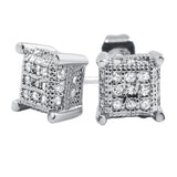 Small 3D Cube Micro Pave CZ Earrings