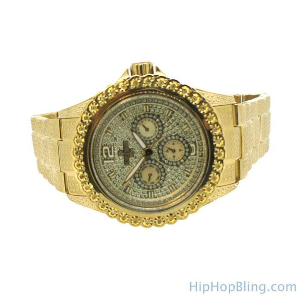 Heavy Gold 1 Row .25cttw Diamond Watch
