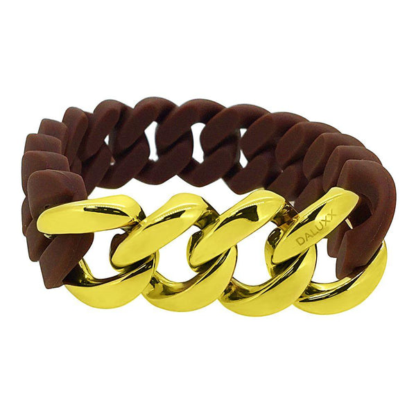 Gold Cuban Brown Rubber Bracelet