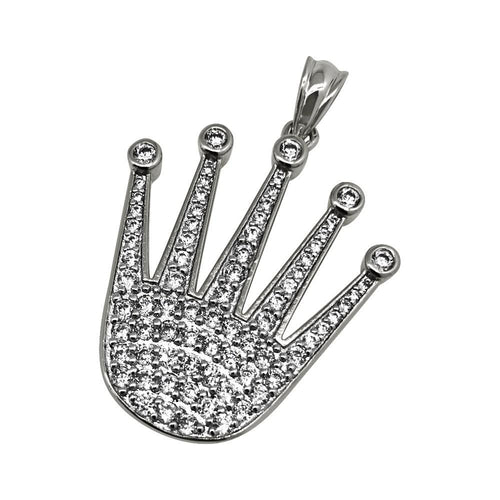 Crown for King Rhodium CZ Bling Bling Pendant