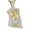Large Pave CZ Gold Jesus Piece Pendant
