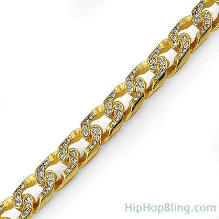 Rick Ross Style All Canary Iced Out 12 Row Gold Bracelet