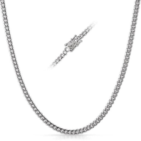 8MM Bead Chain Rhodium Necklace