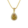 Pear Cut Faux Canary Diamond Gold Bling Pendant