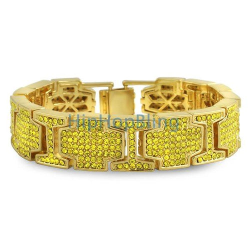 Thick Cross Link Lemonade Bling Bling Bracelet