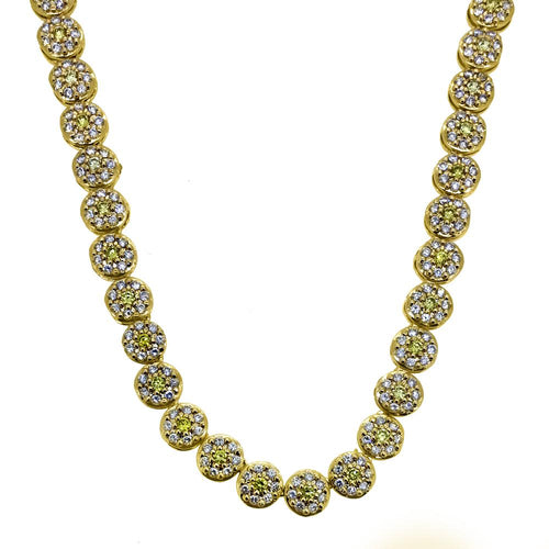CZ White and Yellow Cluster Chain Bling Bling