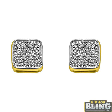 Gold Crown Round Canary CZ Bling Bling Earrings