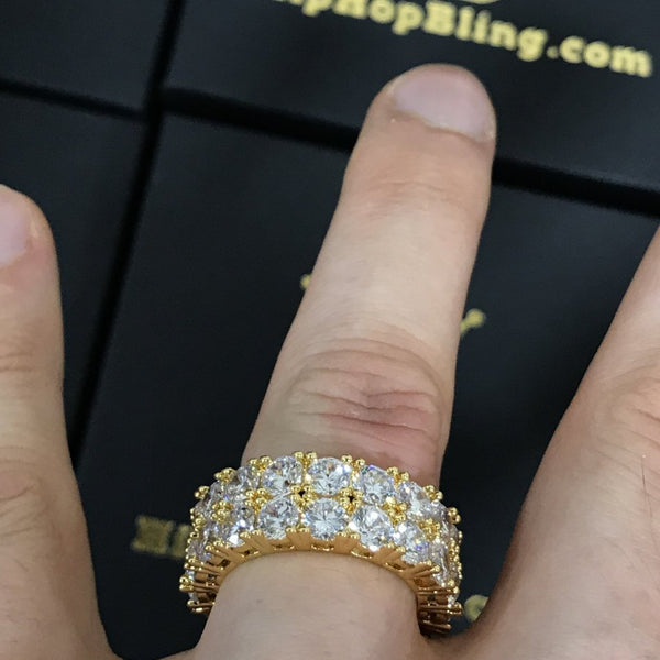 Double Eternity Band 360 Gold CZ Bling Bling Ring