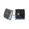 Puffed Box Medium Black CZ Micro Pave Earrings .925 Silver