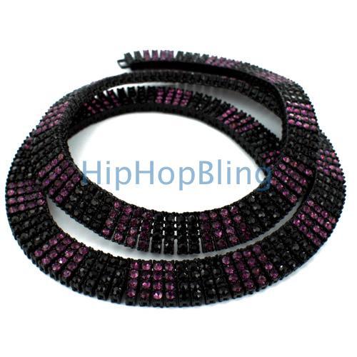 Grape Soda Purple Black Block 4 Row Bling Bling Chain