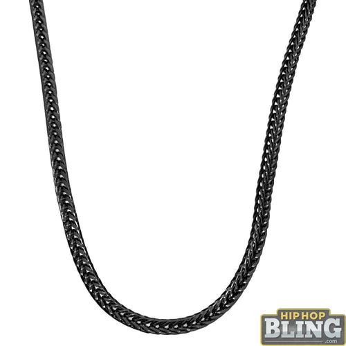 Foxtail Franco Black Chain 3MM Hip Hop Necklace