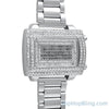 LED Digital Block Face Silver Metal Band Watch