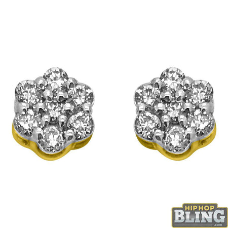 Princess Cut Gold CZ Bling Bling Earrings