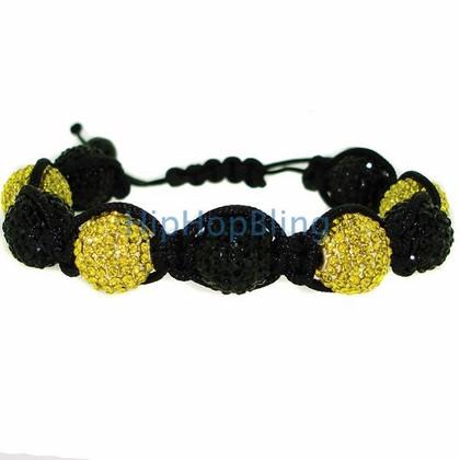 Black Gem CZ Micro Pave Gold Hip Hop Bracelet