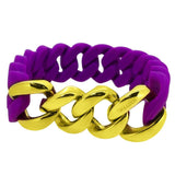 Gold Cuban Purple Rubber Bracelet