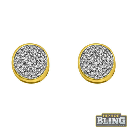 14K Yellow Gold Diamond Circle Earrings .12cttw
