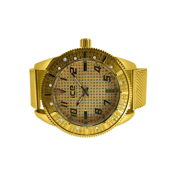 Sporty Gold Mesh Band Fashion Watch