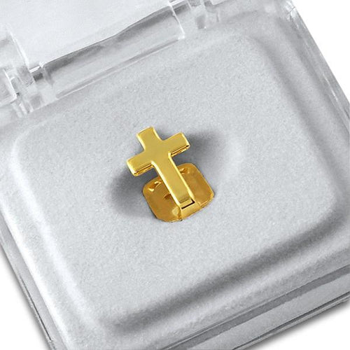 Gold Cross Single Tooth Cap Grillz