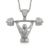 Champion Weightlifter 3D CZ Pendant Rhodium