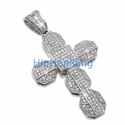 Chunky Bling Cross CZ Micro Pave Pendant