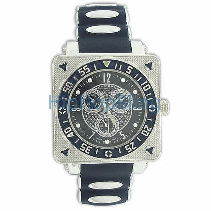 Map Dial Floating Super Techno Watch .10ct Diamonds