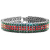 Classic Red & Green 4 Row Bling Bling Bracelet