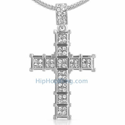 Cube Cross Hip Hop Ice Pendant & Chain Small