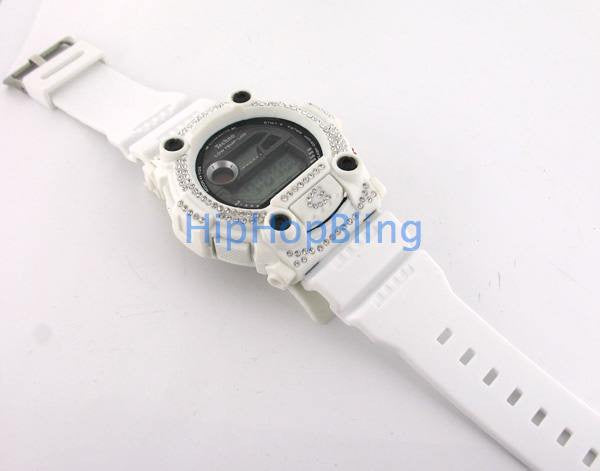 Custom White Bling Bling New Digital Sports Watch