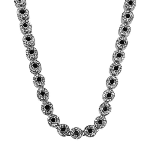 Cluster Chain Black White Rhodium