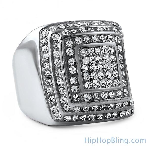 Bling Steps Stainless Steel Iced Out Ring