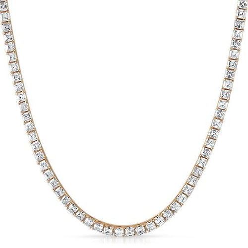 Asscher 4MM 1 Row CZ Rose Gold Tennis Chain