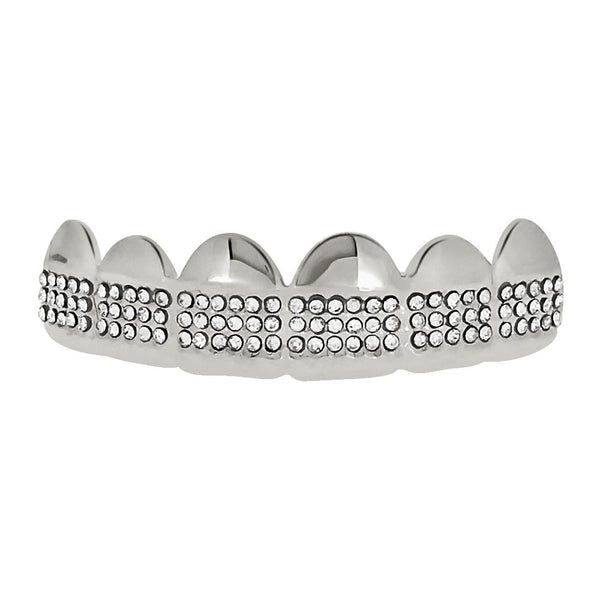 Bling Bling Grillz Silver Teeth Top Triple Row