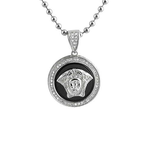 .25cttw Diamond Medusa Black .925 Silver Micro Pendant