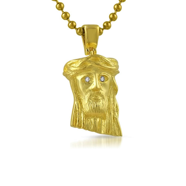 VS Diamond Gold Nano Jesus Pendant .925 Silver