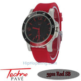 Techno Pave Sport Silver Red Rubber Band