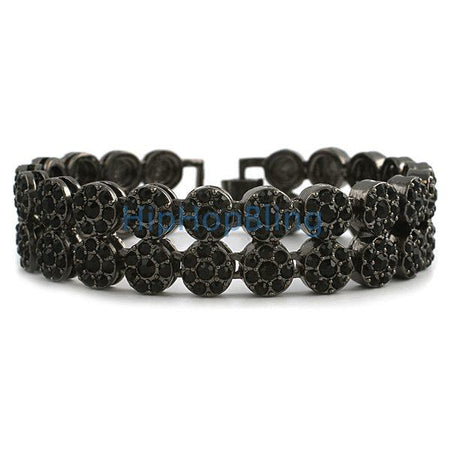 Rare Canary & Black Block 4 Row Hip Hop Bracelet