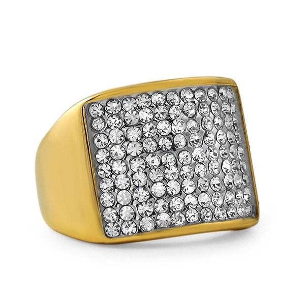 Gold Stainless Steel Classic Bling Bling Ring