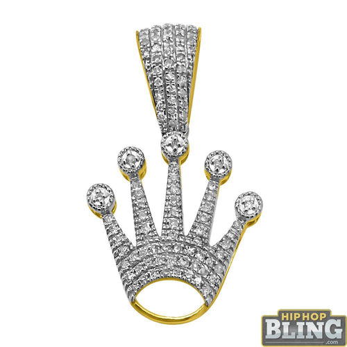 10K Gold Crown Pendant .20cttw Diamonds