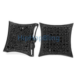 All Black XXL Kite .925 Silver CZ Micro Pave Bling Bling Earrings