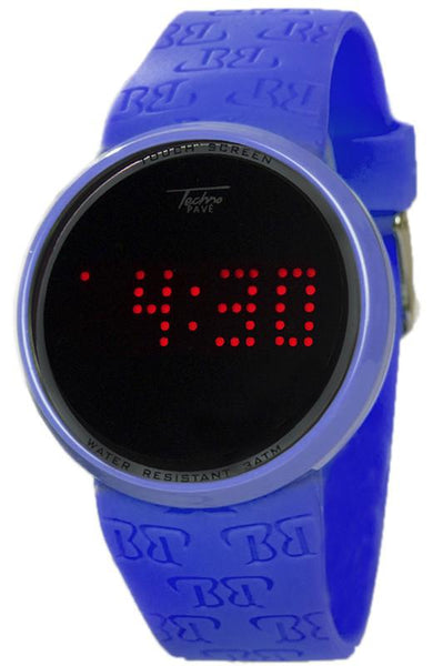 Touch Screen Digital Watch in Blue Techno pave