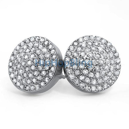 XL CZ Puffed Box Micro Pave Iced Out Earrings .925 Silver