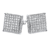3D Box XL CZ Micro Pave Bling Bling Earrings