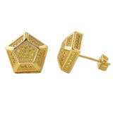 3D Pentagon Lemonade CZ Bling Bling Earrings