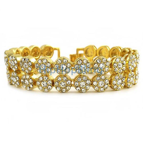 2 Row Cluster Gold Bling Bling Bracelet