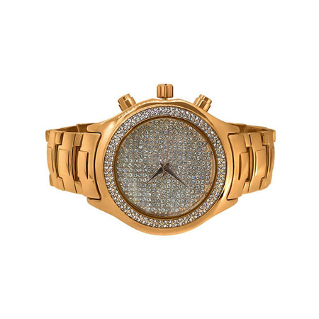 Blue Dial Gold Bezel Rubber Sports Watch